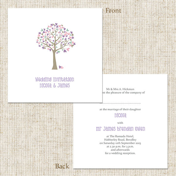 Tree of Hearts Wedding Invitation