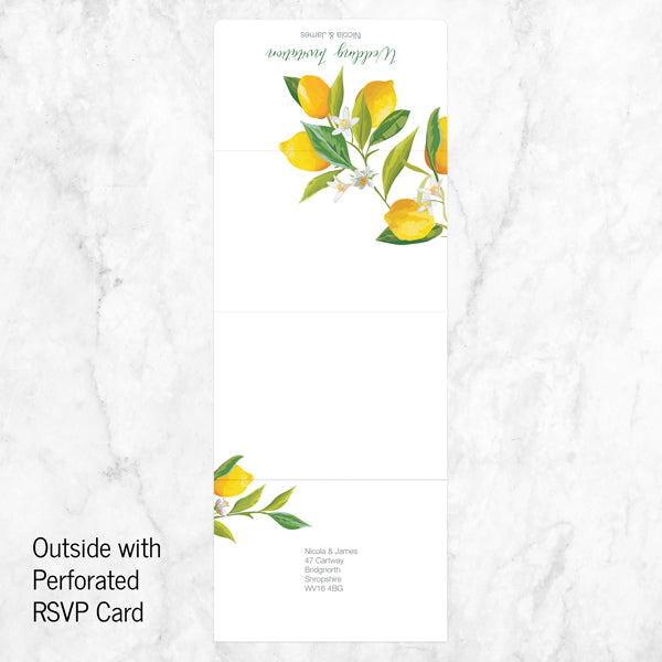 Lemon Citrus - Tri Fold Wedding Invitation & RSVP