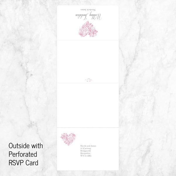Ornate Heart - Tri Fold Wedding Invitation & RSVP