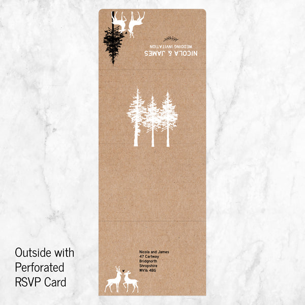 Rustic Woodland Deer - Tri Fold Wedding Invitation & RSVP