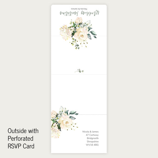 White Country Bouquet - Tri Fold Wedding Invitation & RSVP