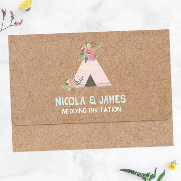 Festival Teepee - Tri Fold Wedding Invitation & RSVP