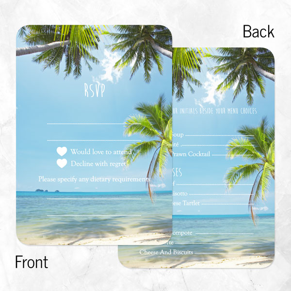 Tropical Beach Scene - Wedding RSVP Cards