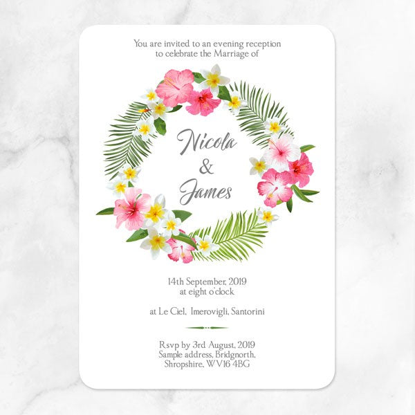 Tropical Floral Palm - Boutique Evening Invitation & RSVP