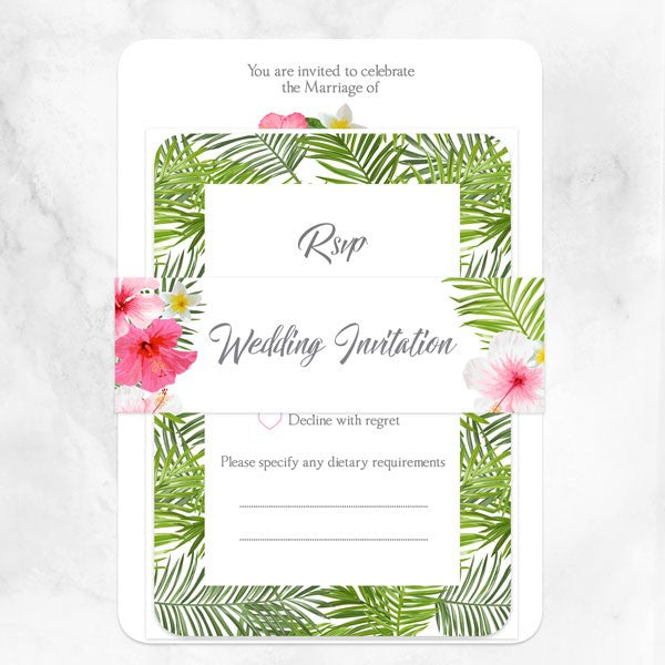 Tropical Floral Palm - Boutique Wedding Invitation & RSVP
