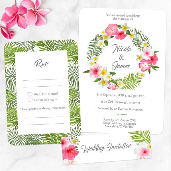 Tropical Floral Palm - Boutique Wedding Invitation & RSVP