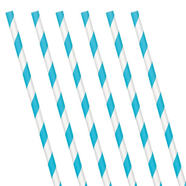 Paper Straws - Turquoise Party Tableware - Pack of 24