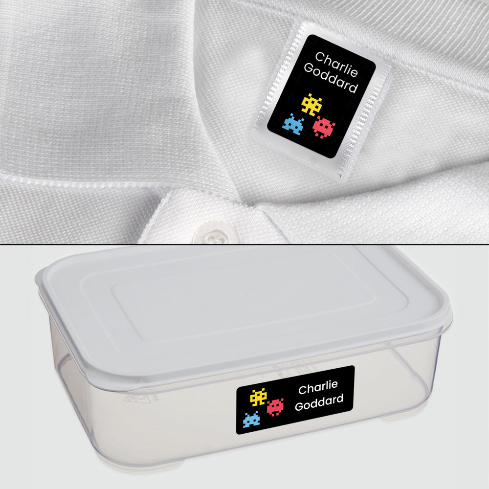 Name Labels Pack - Personalised Stick-On Waterproof Name Labels - Computer Game - Pack of 86 (SFP)
