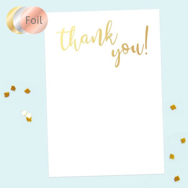 Ready to Write Thank You Cards - Typography Gold Foil - Pack of 10