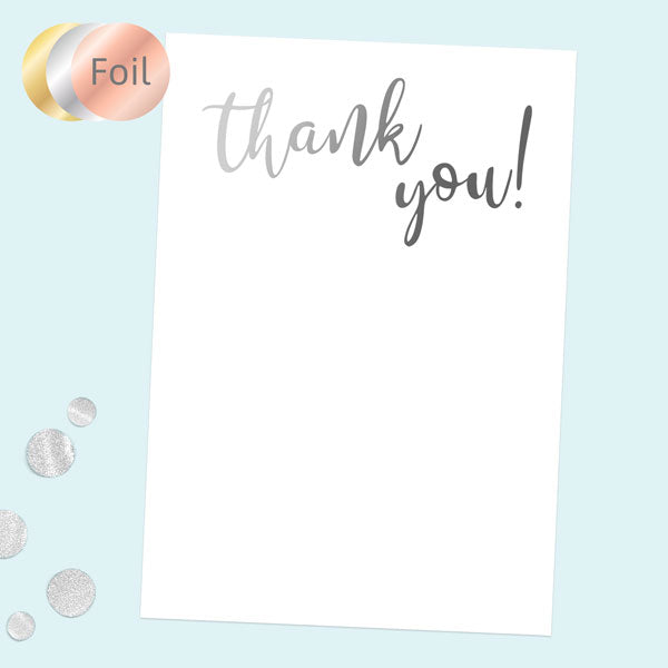 Ready to Write Thank You Cards - Typography Silver Foil - Pack of 10