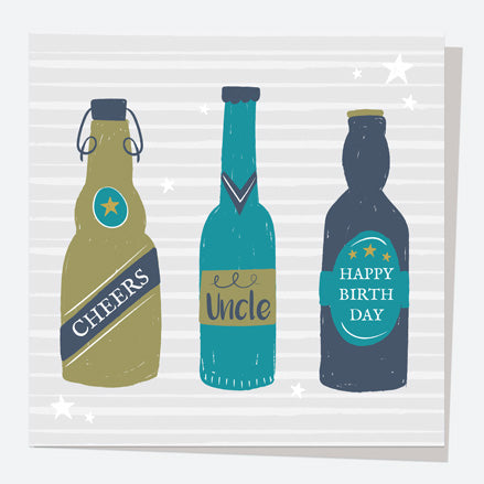 Uncle Birthday Card - Beer Bottles - Cheers Uncle