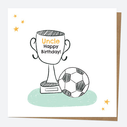 Uncle Birthday Card - Football Trophy - Uncle