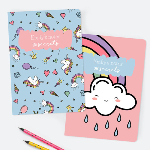 Unicorn Dreams - Personalised A5 Exercise Books - Pack of 2
