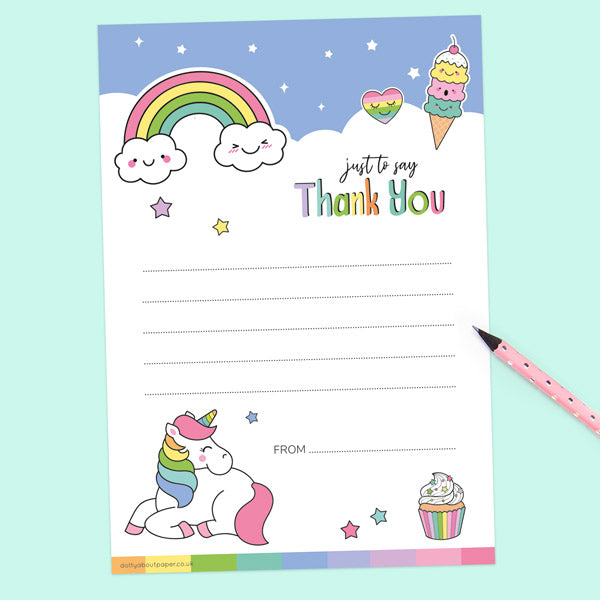 Unicorn Fun - Thank You Notelet - Pack of 20
