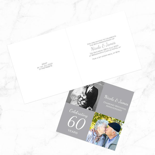 60th Wedding Anniversary Invitations - Use Your Own Photo