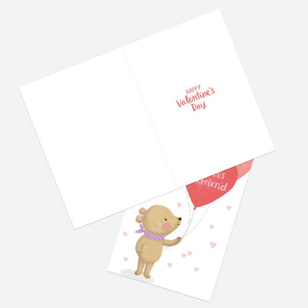 Valentine's Day Card - Bear & Balloons - Gorgeous Girlfriend