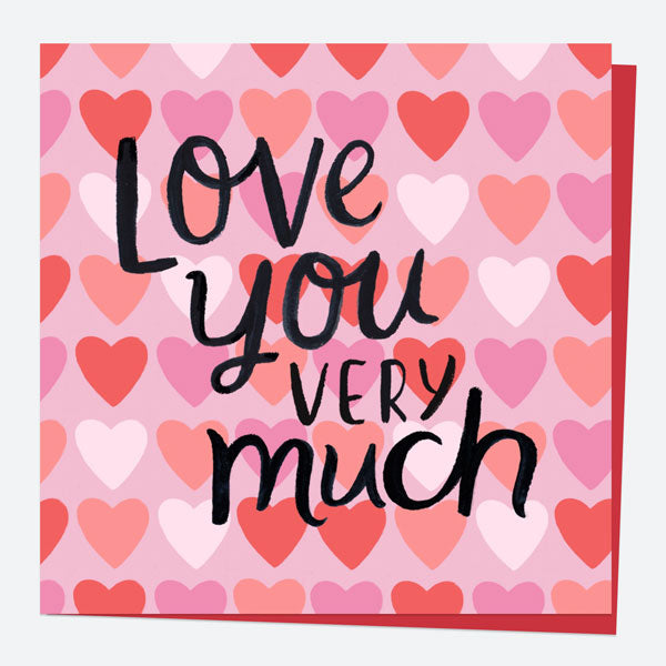 Valentine's Day Card - Hearts Typography - Love You Very Much