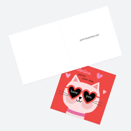Valentine's Day Card - Cat - You're Purr-fect