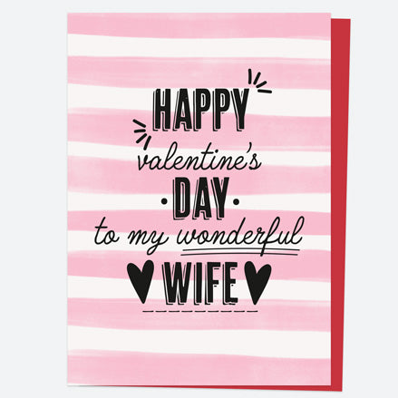 Valentine's Day Card - Vintage Typography - Wonderful Wife
