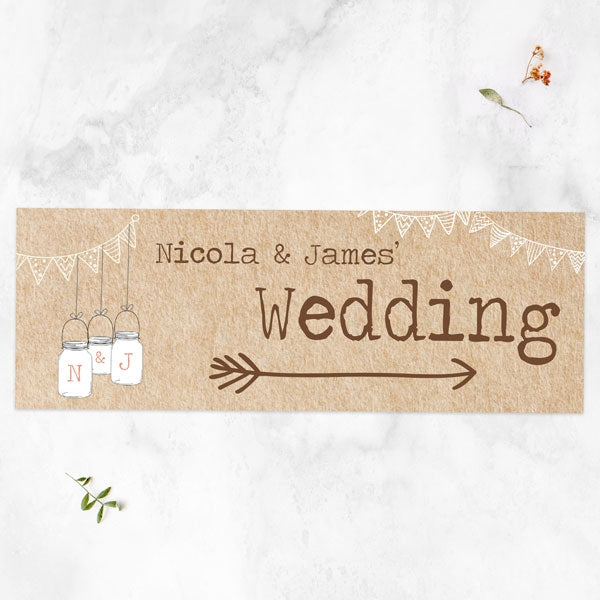 Vintage Bunting & Love Birds - Arrow Wedding Sign