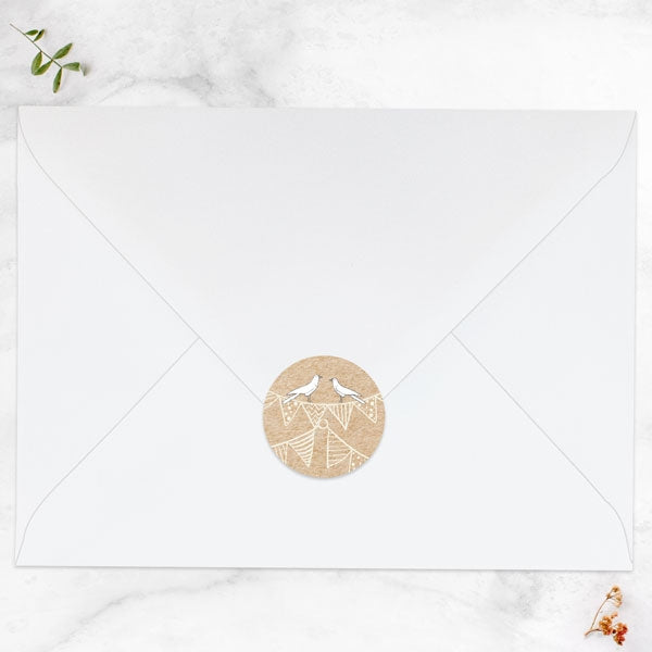Vintage Bunting & Love Birds Envelope Seal - Pack of 70