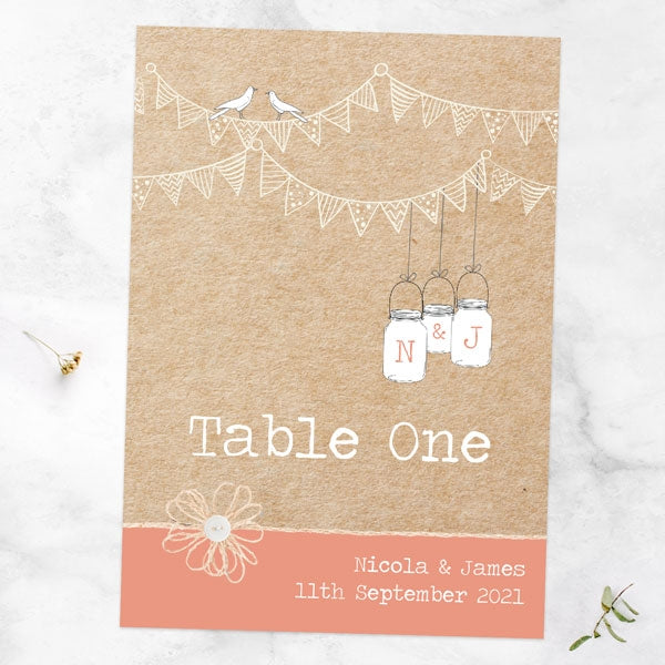 Vintage Bunting & Love Birds Table Name/Number