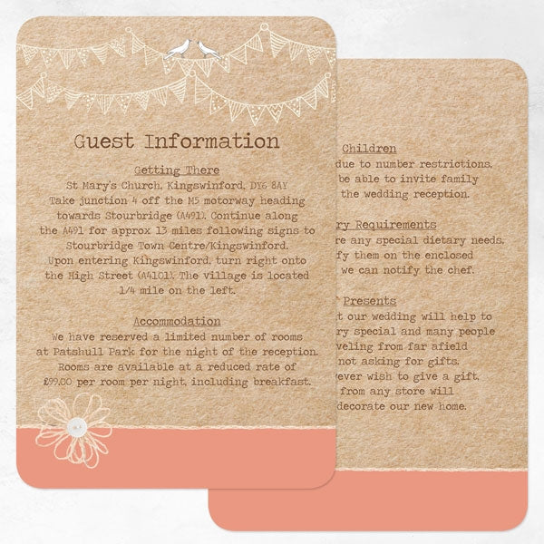 Vintage Bunting & Love Birds - Boutique Evening Invitation