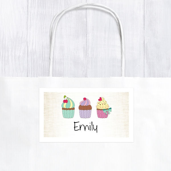 Vintage Cupcakes - Party Bag & Sticker - Pack of 10