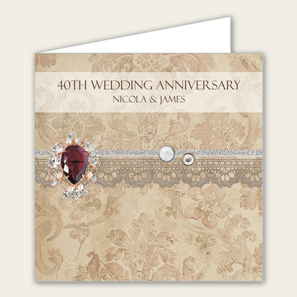 40th Wedding Anniversary Invitations - Vintage Damask