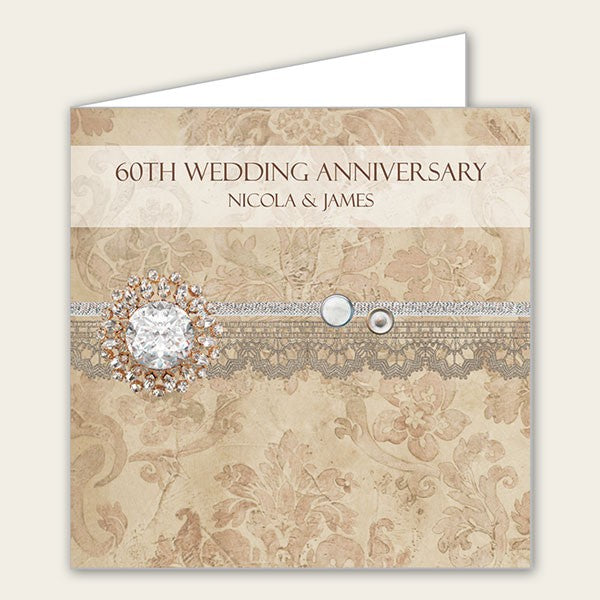 60th Wedding Anniversary Invitations - Vintage Damask