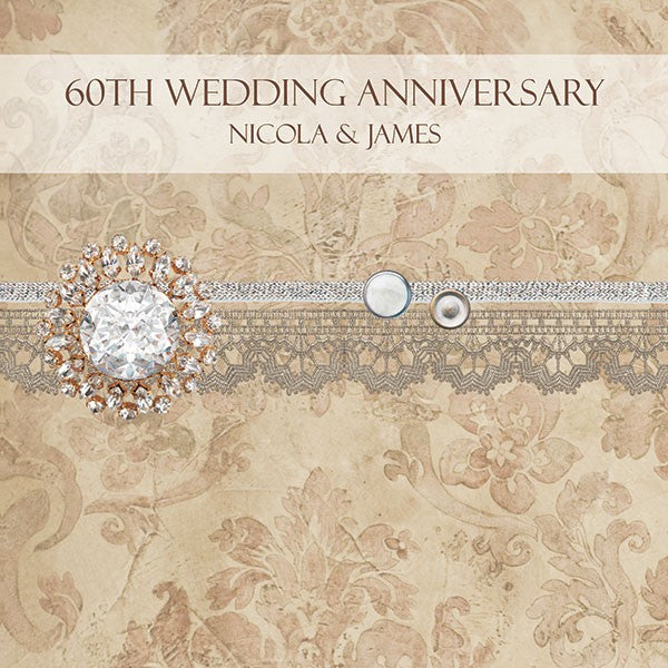 60th Wedding Anniversary Invitations - Vintage Damask