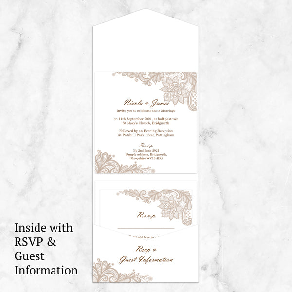 Vintage Lace - Pocketfold Wedding Invitation & RSVP