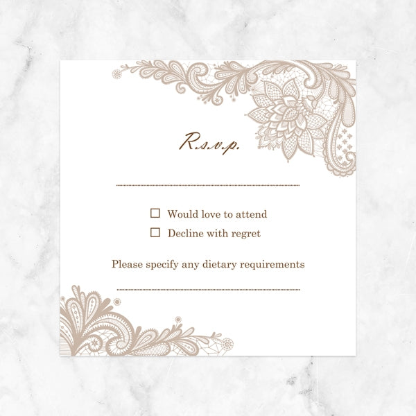 Vintage Lace - Pocketfold Evening Invitation & RSVP