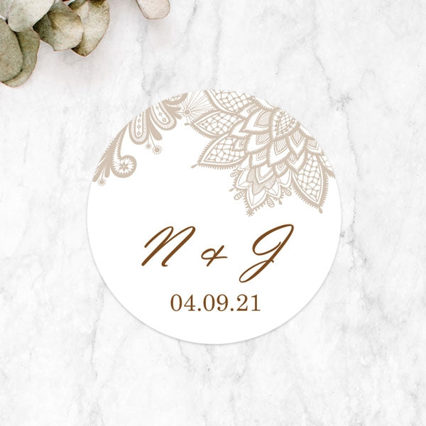 Vintage Lace Wedding Stickers - Pack of 35