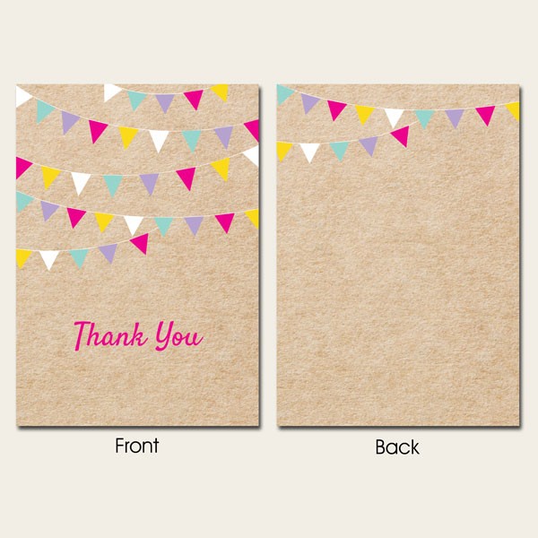 Ready to Write Thank You Cards - Vintage Party Bunting - Pack of 10
