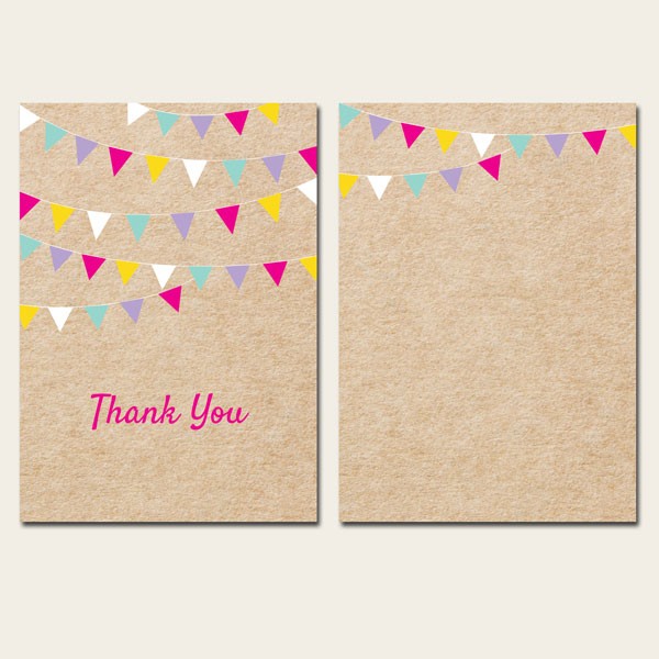 Ready to Write Thank You Cards - Vintage Party Bunting - Pack of 10