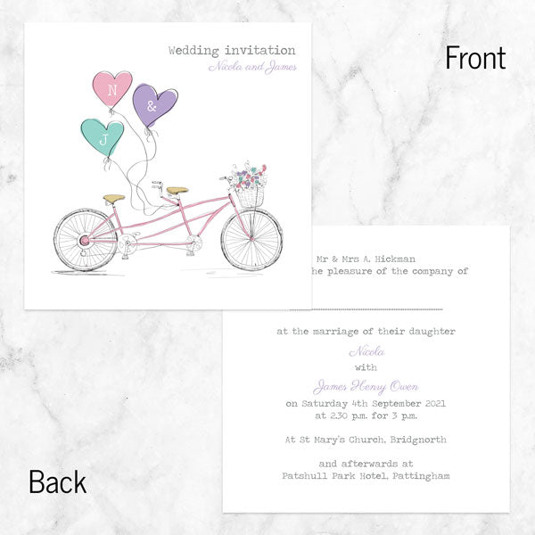 Vintage Tandem Wedding Invitation