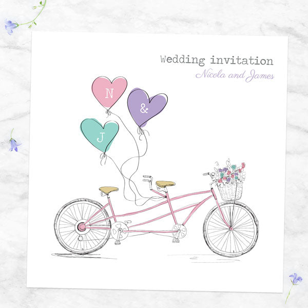 Vintage Tandem Wedding Invitation