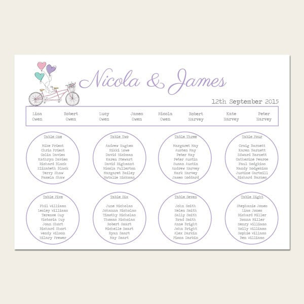 Tandem Love - Table Plan