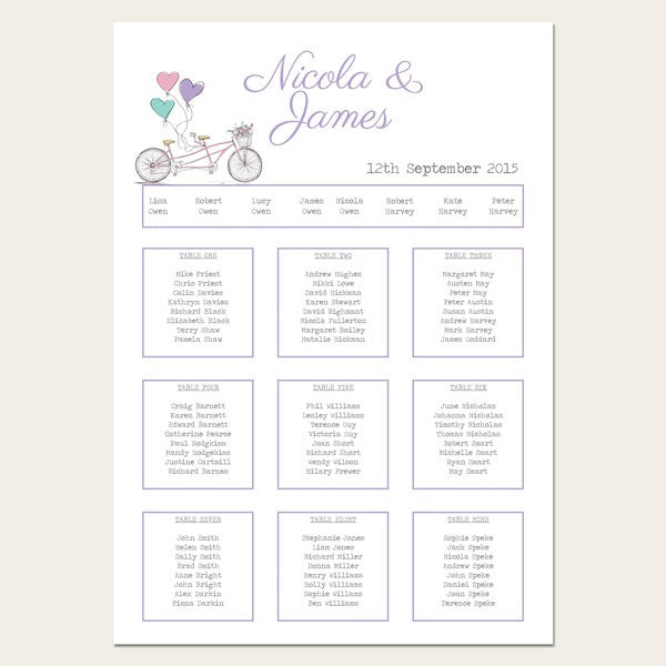 Tandem Love - Table Plan