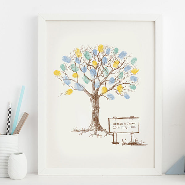 Vintage Tree With Sign - Fingerprint Tree