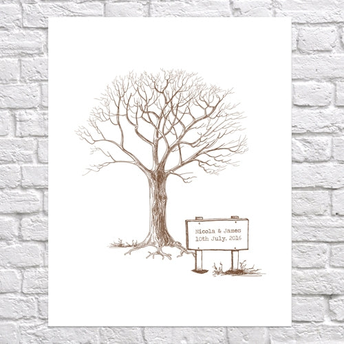 Vintage Tree With Sign - Fingerprint Tree