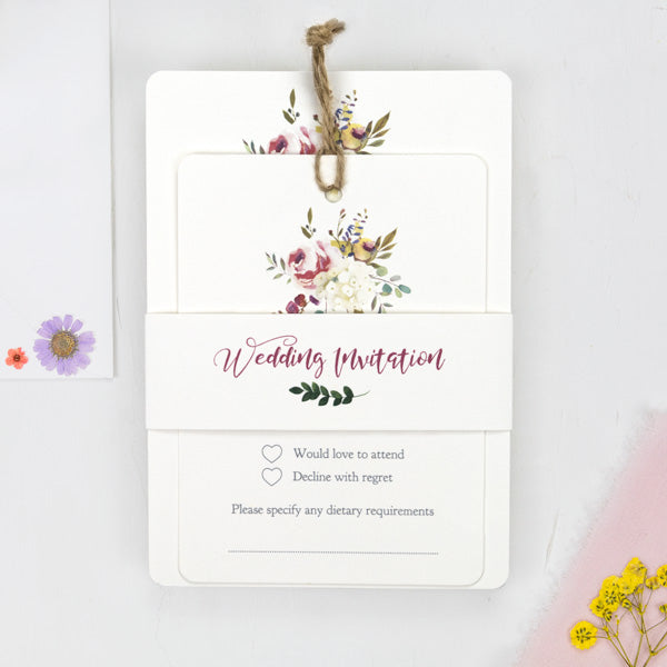 Watercolour Flower Bouquet - Boutique Wedding Invitation & RSVP