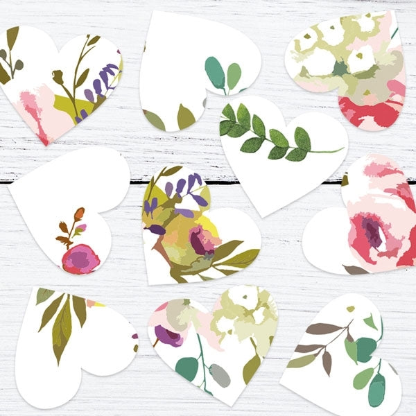 Watercolour Flower Bouquet - Heart Table Confetti