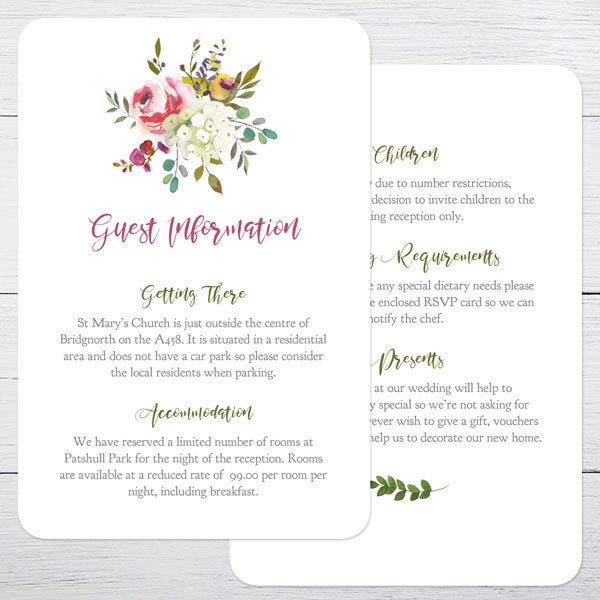 Watercolour Flower Bouquet - Boutique Evening Invitation