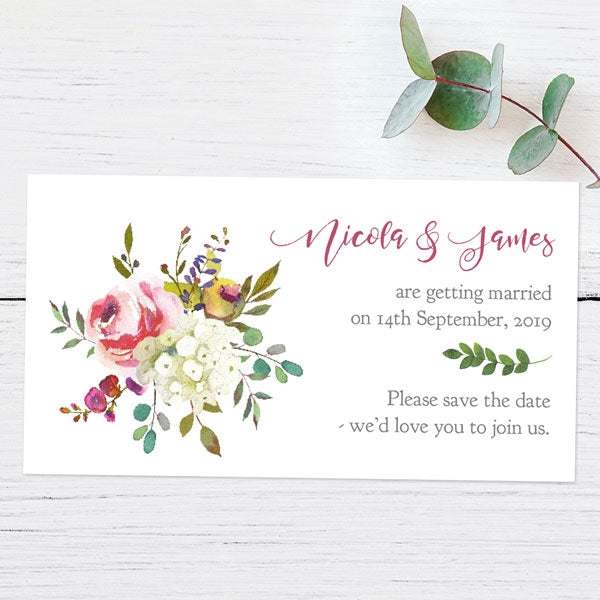 Watercolour Flower Bouquet Save the Date Magnets