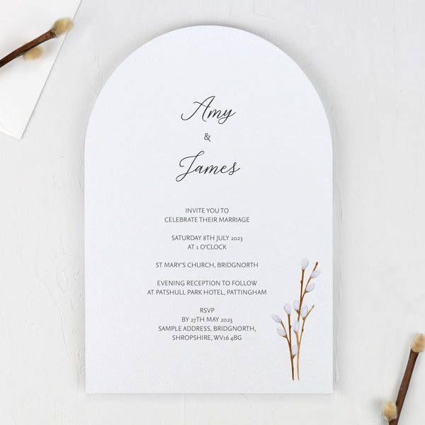 category header image Watercolour Pussy Willow Iridescent Wedding Invitation