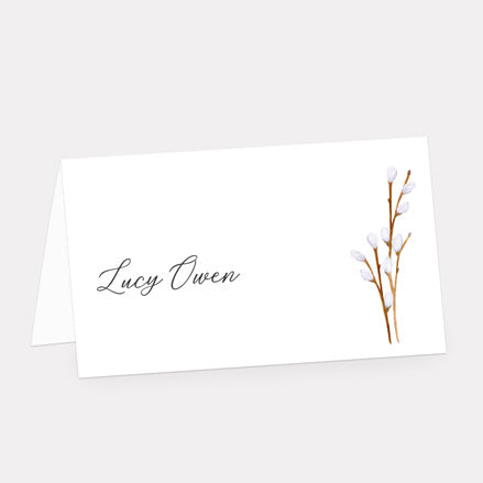 Watercolour Pussy Willow Iridescent Place Card