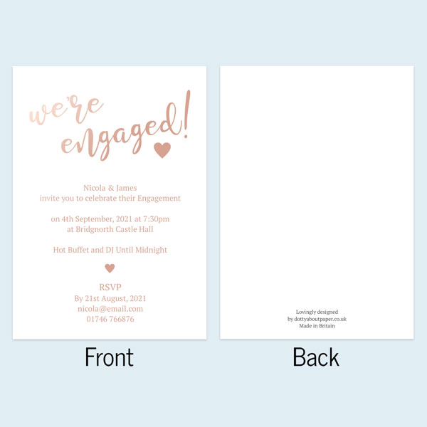 Foil Engagement Party Invitations - We're Engaged Typography