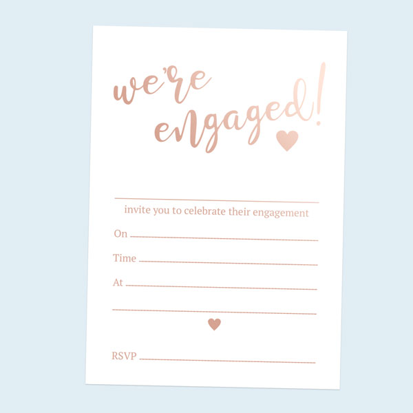 Foil Engagement Party Invitations - We're Engaged Typography